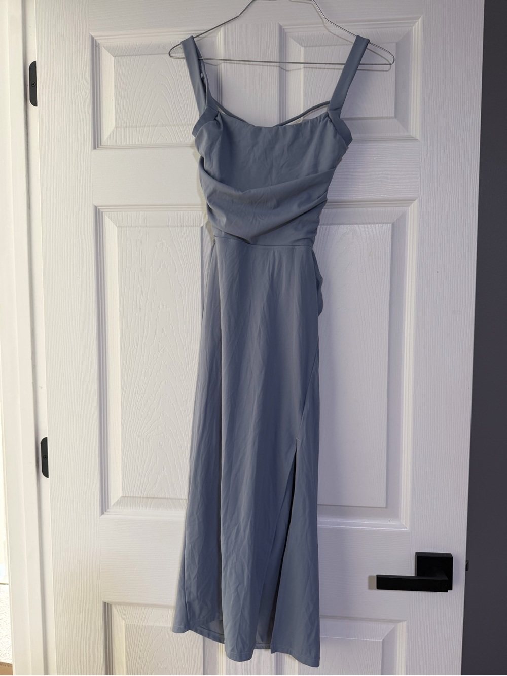 HALARA Dusty Blue Midi Dress with Side Slit extra slow new with tag